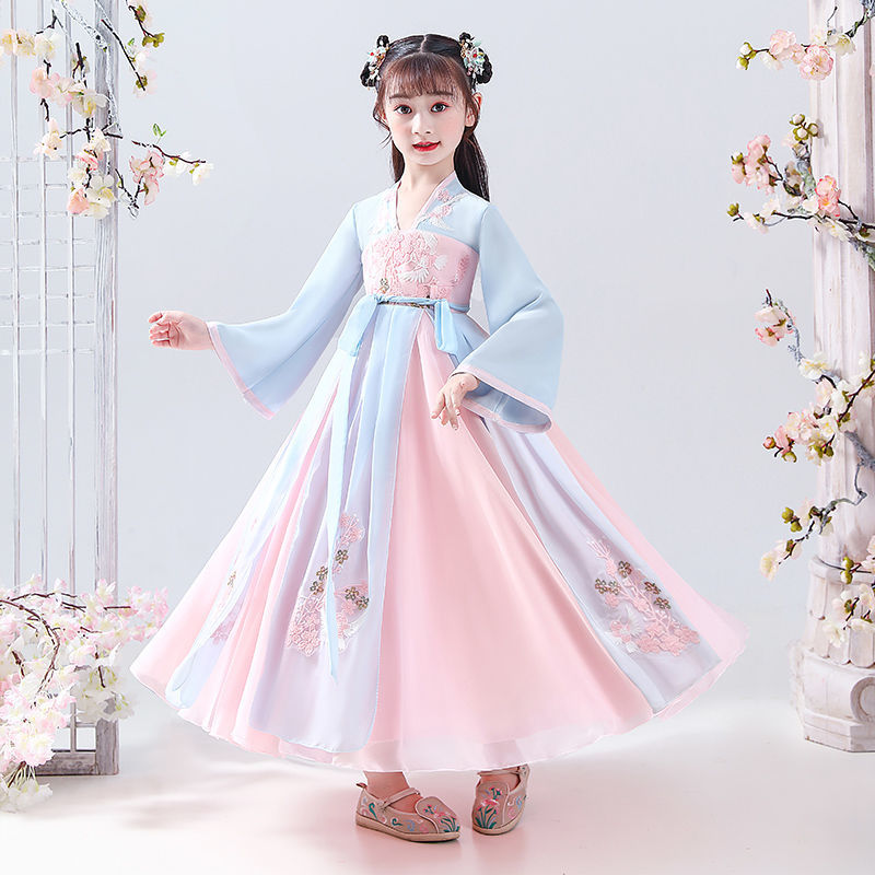 漢服女童2022古風兒童唐裝超仙裝女孩中國風長袖襦裙連衣裙春秋款