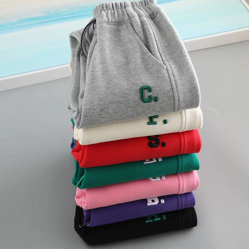 Children's pants autumn and winter new outerwear middle and big children's boys and girls' sweatpants sports pants casual pants thickened one-piece velvet