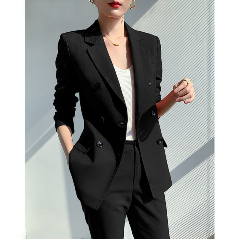 双排扣西装套装女时尚英伦风高级感两件套装休闲高端通勤职业套装
