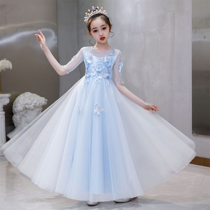 Girls princess dress dress wedding flower girl little girl birthday high-end piano performance children's host costume