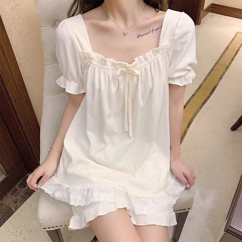 Pajamas women's summer thin section short-sleeved students loose cute ins style high-value princess summer home service suit