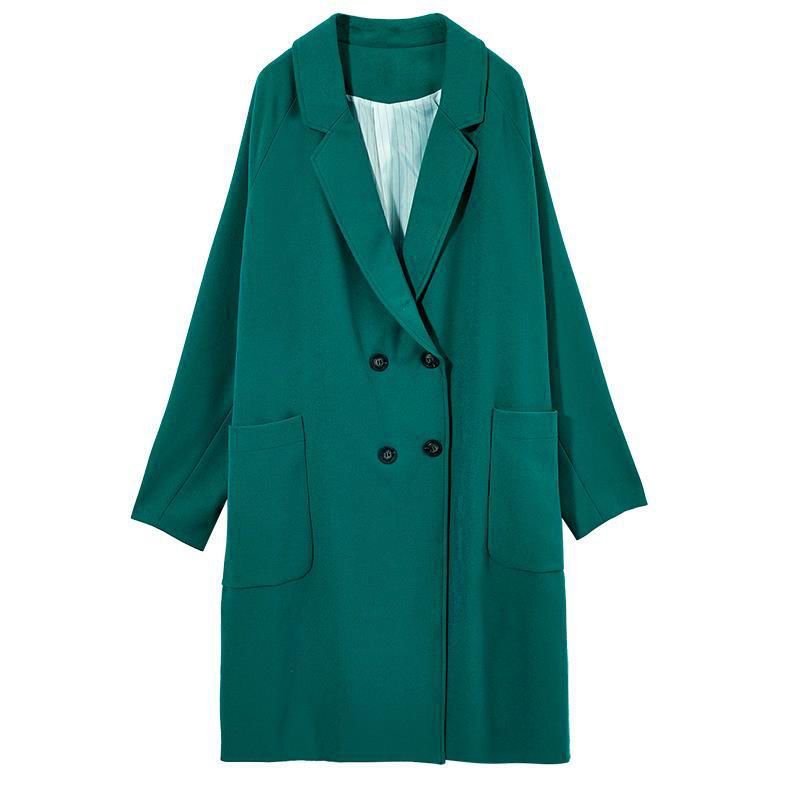 Increase 300 catties can wear large size women's clothing fat mm long green suit jacket feminine temperament suit long