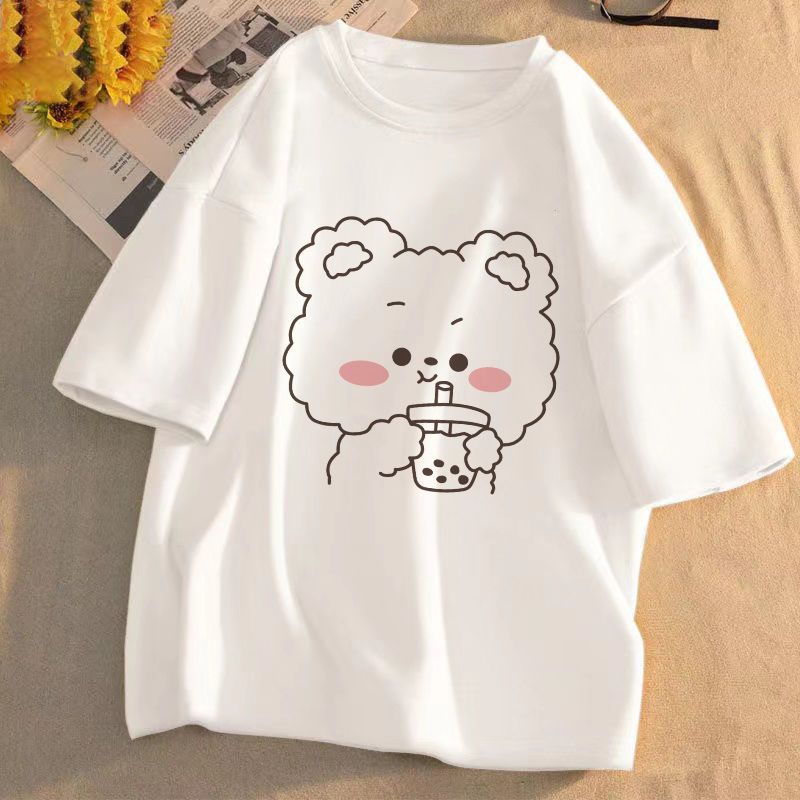 Summer Korean version of loose short-sleeved T-shirt female students  new college style all-match t-shirt top female tide ins