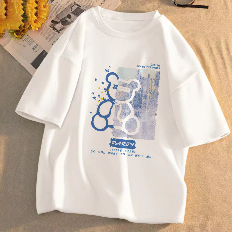 Loose t-shirt women's short-sleeved top  new summer Korean version sweet niche design half-sleeved T-shirt