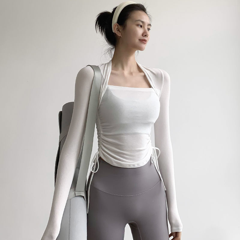 瑜伽服女春季新款長袖緊身顯瘦健身衣服網紅運動上衣跑步速干套裝