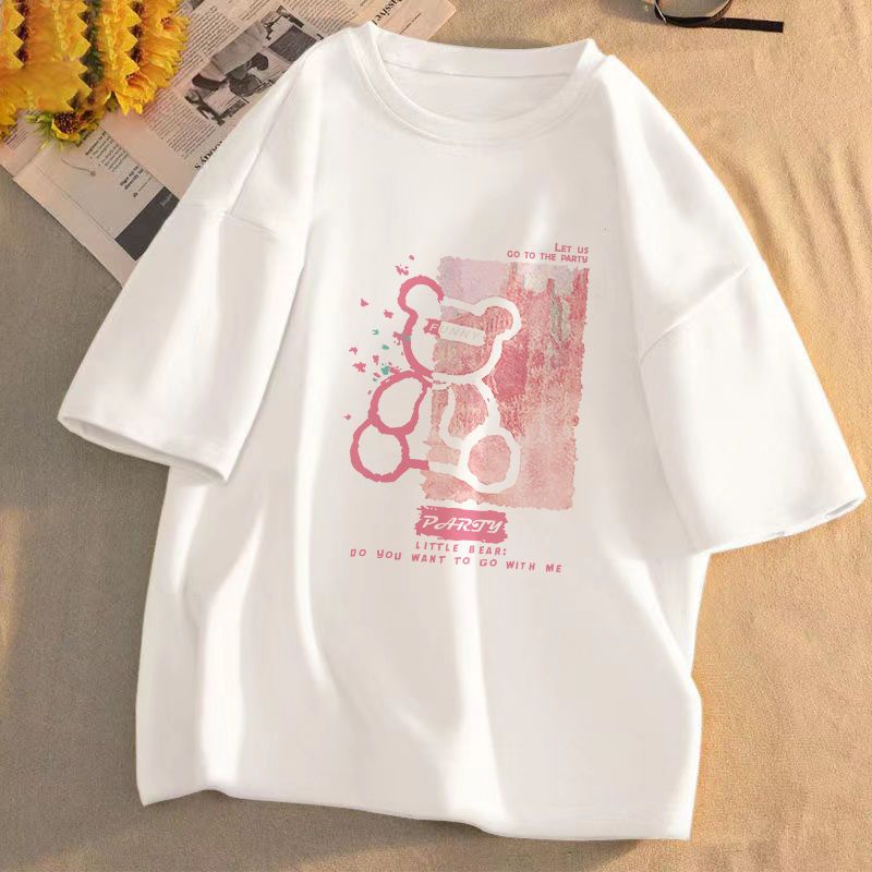 Loose t-shirt women's short-sleeved top  new summer Korean version sweet niche design half-sleeved T-shirt