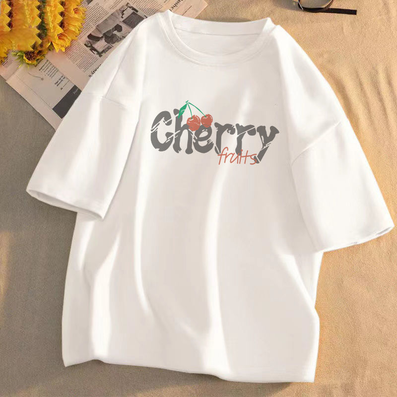 Short-sleeved t-shirt women's  summer new print student loose Korean version round neck salt system all-match clothes trend