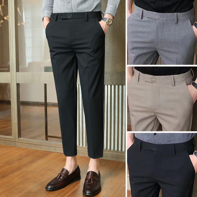 2022 spring and autumn men's nine-point trousers slim-fit casual pants men's suit pants nine-point trousers trendy men's trousers