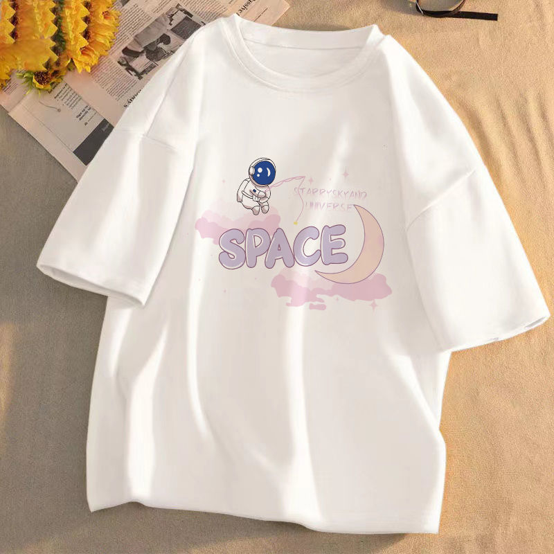 2023 summer short-sleeved T-shirt female students loose new Korean version of Harajuku style ins all-match round neck T-shirt top clothes