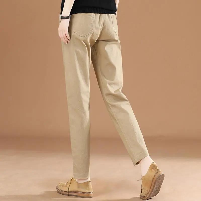 Spring / summer  new elastic waist loose and versatile suit casual pants women's thin work clothes Harlan Pants Large
