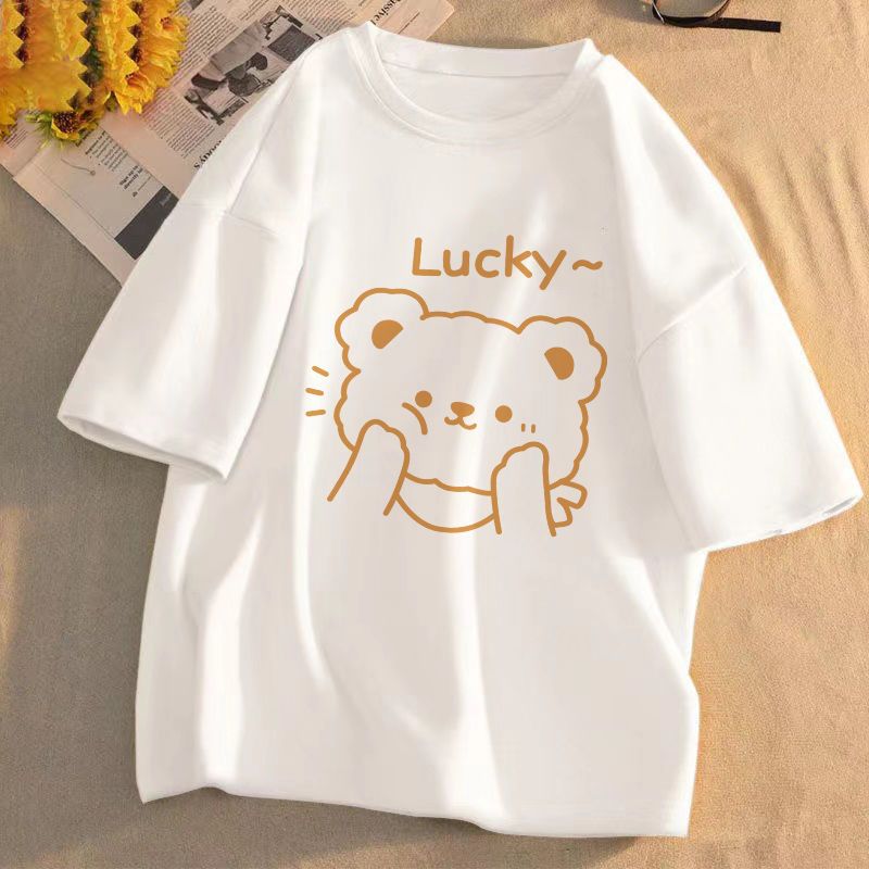Summer Korean version of loose short-sleeved T-shirt female students  new college style all-match t-shirt top female tide ins