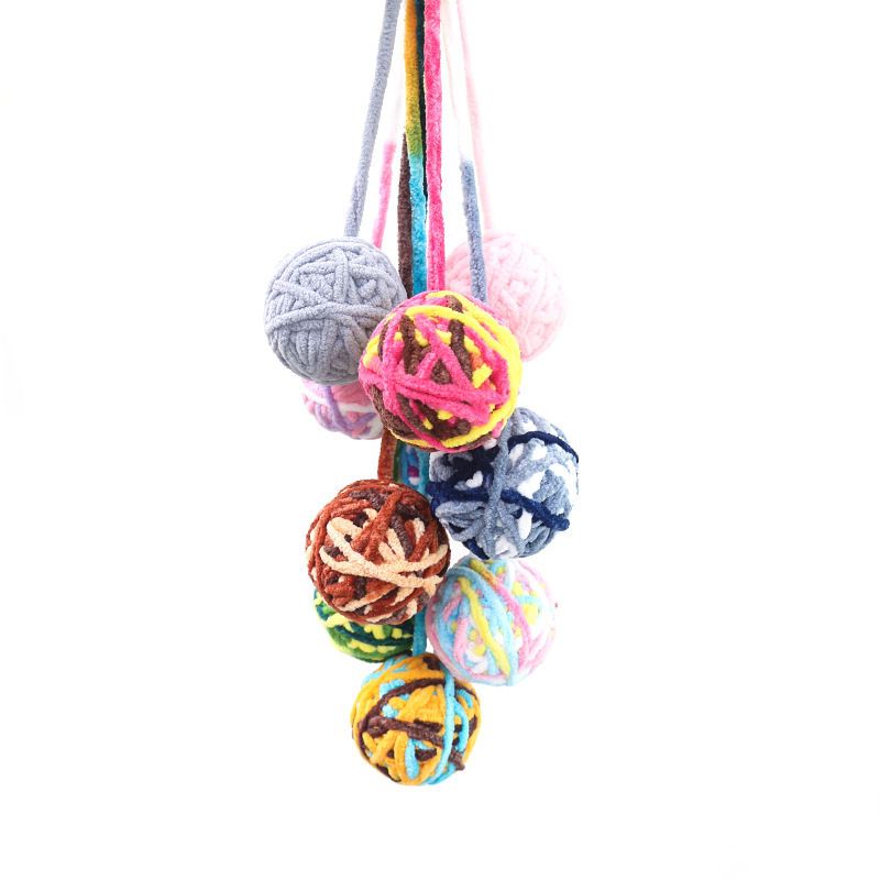 Cat toy ball yarn bell ball kitten interactive self-pleasure toy yarn ball cat and dog knitted yarn ball toy