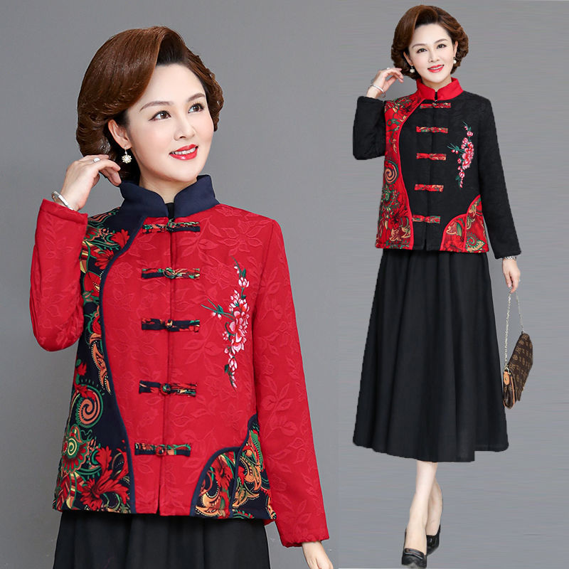 2022 Ethnic Style Jacket Women's Spring and Autumn Short Embroidered Jacket Chinese Tang Suit Retro Embroidered Stand Collar Small Jacket