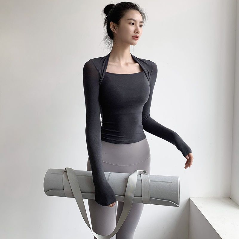 健身服女緊身長袖秋季新款瑜伽服顯瘦彈力運動速幹上衣透氣健身衣