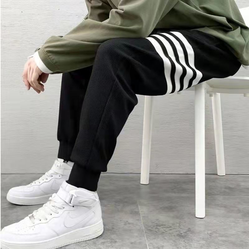 American style tb waffle pants men's spring and summer high-end four-bar striped sports pants men's trendy brand beamed feet casual pants