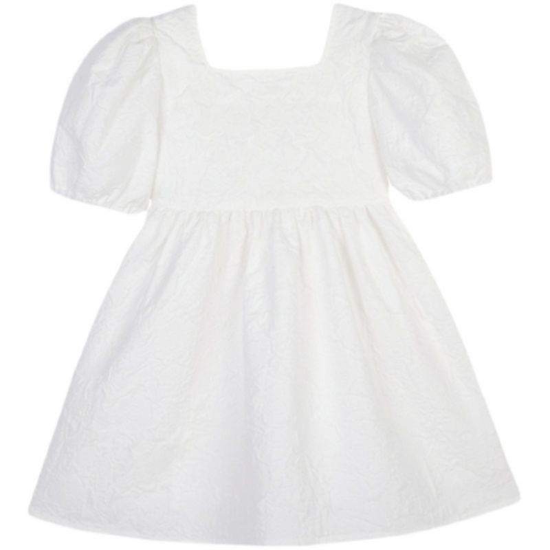 Girls 2022 summer new style foreign style straight collar princess dress short-sleeved celebrity style baby dress trendy