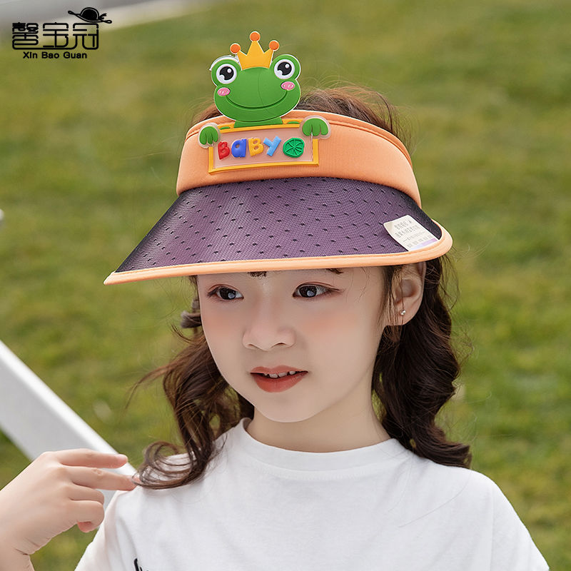 165879-儿童防紫外线遮阳帽夏季男孩帅气可爱女孩时尚公主风卡通空顶帽子-详情图