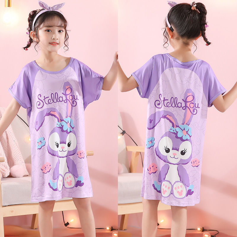 Children's Summer Loose Cotton Pajamas Cartoon Cute Princess Nightdress Big Boys Girls Baby Homewear Thin Section