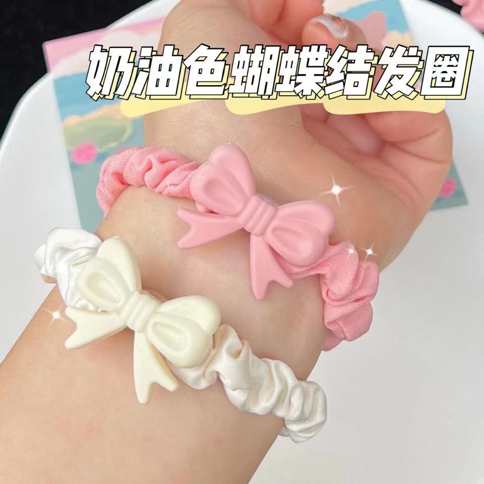 可愛蝴蝶結髮圈少女心奶油發繩網紅ins風小皮筋甜美粉嫩小皮套女