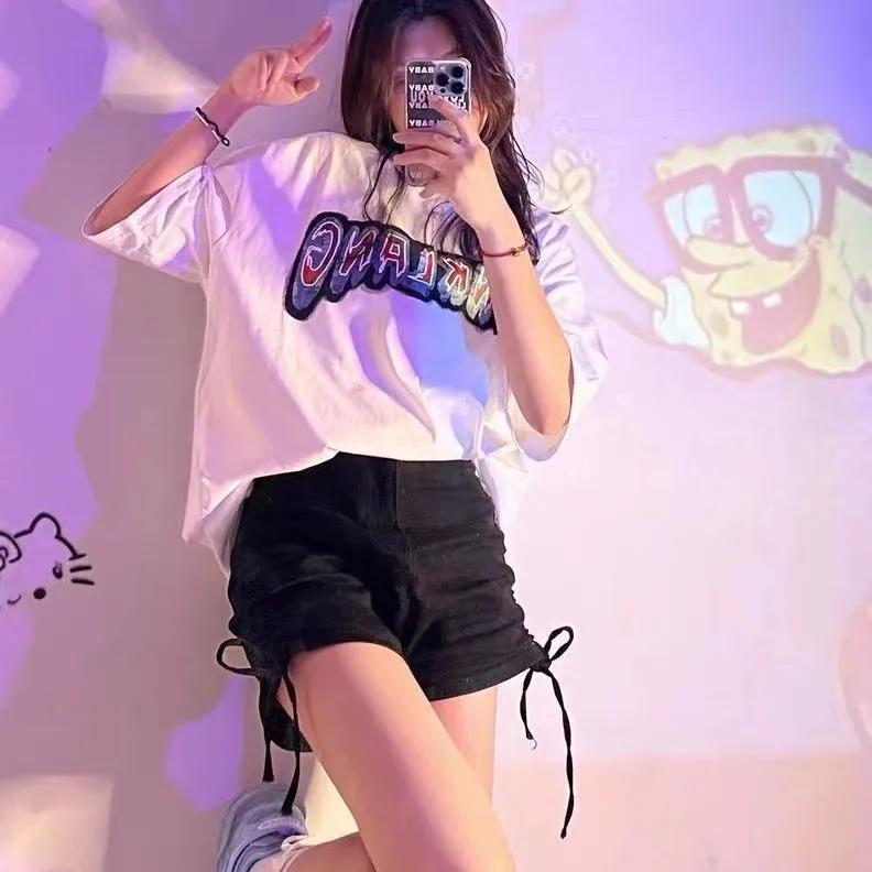 Lazy wind short-sleeved t-shirt female  summer student ins Korean version of the little angel loose bf couple half-sleeved top tide