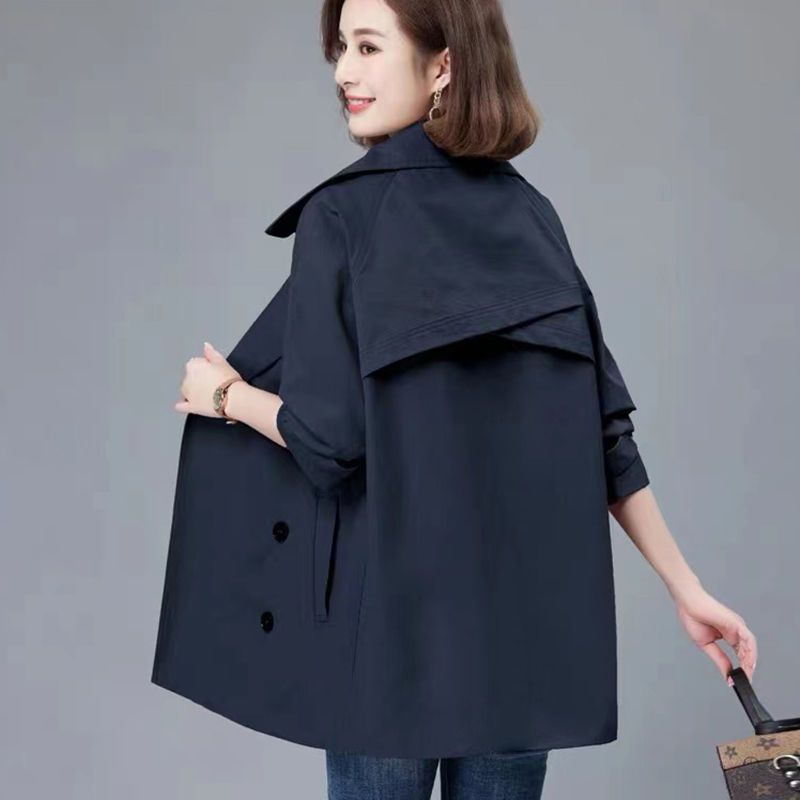 [with lining] large size women's coat mid-length spring and autumn fat mm small windbreaker jacket trendy