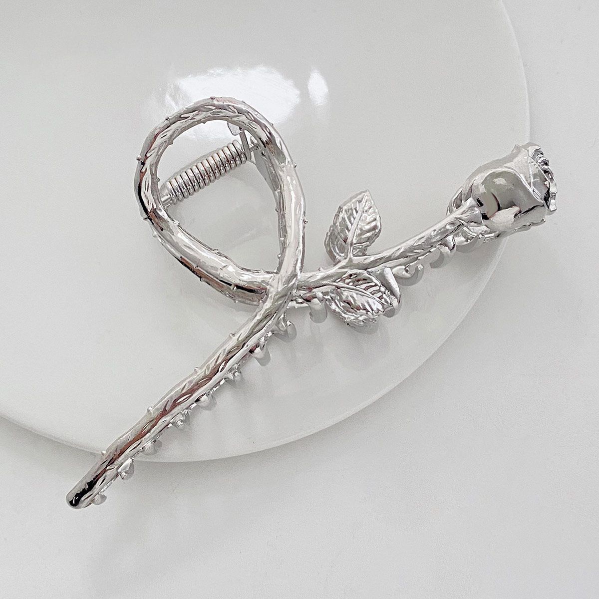 Rose flower clip women's liquid metal large hair clip back of head hair clip high-end shark clip headwear hair clip