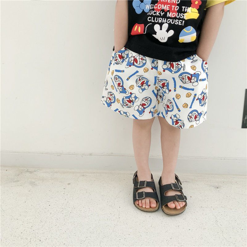 100% cotton children boys and girls 2023 summer new Korean version tie-dye cartoon loose beach shorts