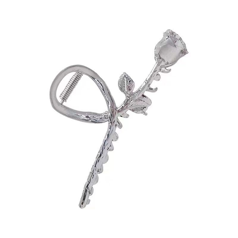 Rose flower clip women's liquid metal large hair clip back of head hair clip high-end shark clip headwear hair clip