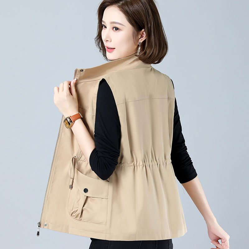 [Lined] Sleeveless vest jacket for women  spring and autumn new style waist slimming fashion outer vest trend