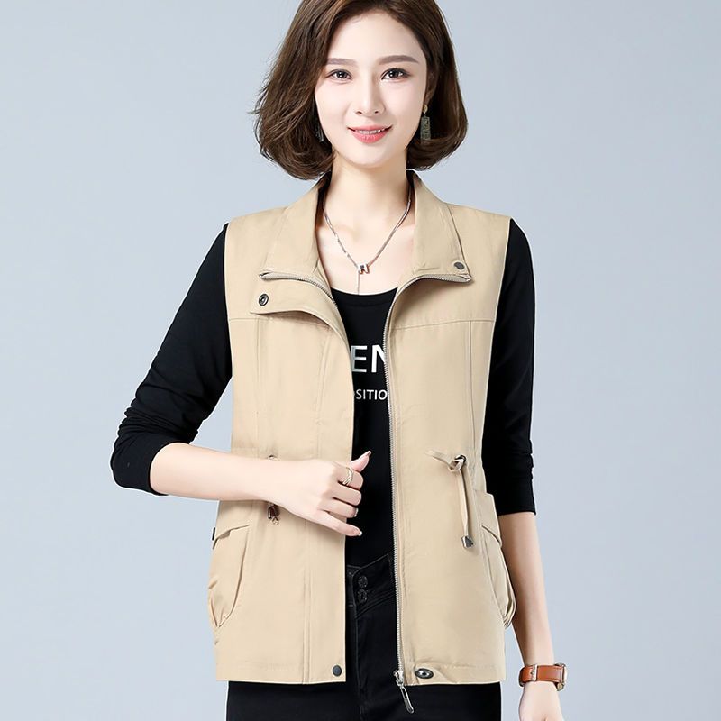 [with lining] spring and autumn women's vest women's  new waist waist slimming western style mom vest sleeveless jacket trendy