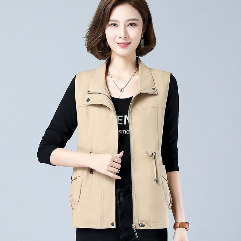 [Lined] Sleeveless vest jacket for women  spring and autumn new style waist slimming fashion outer vest trend