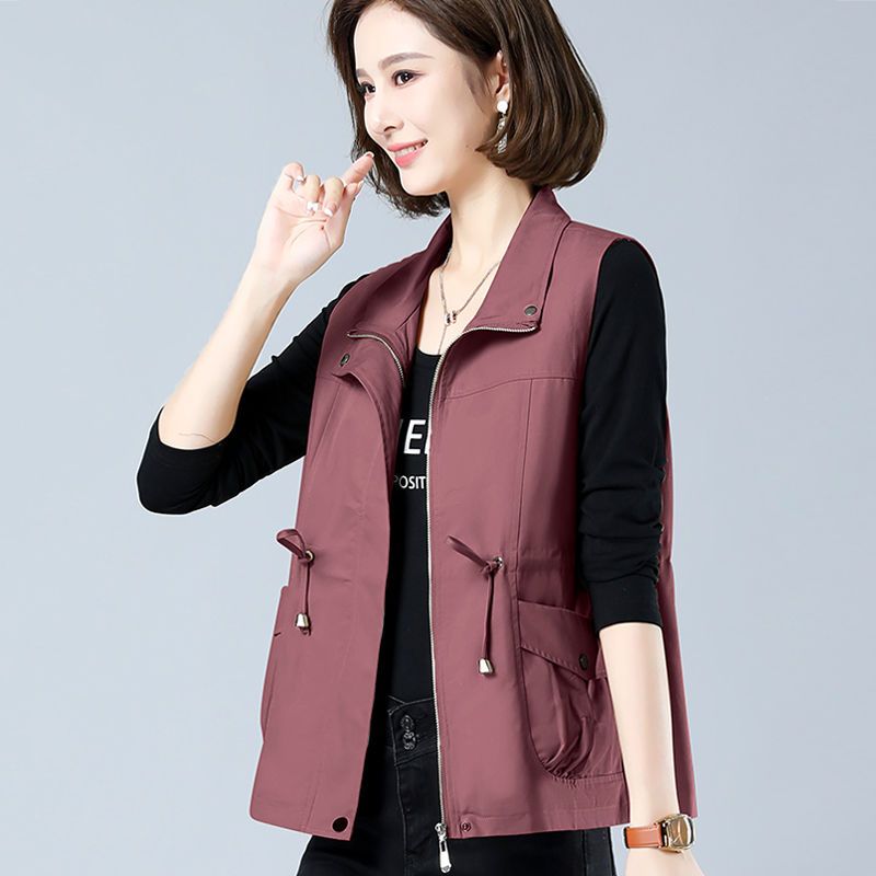 [Lined] Sleeveless vest jacket for women  spring and autumn new style waist slimming fashion outer vest trend