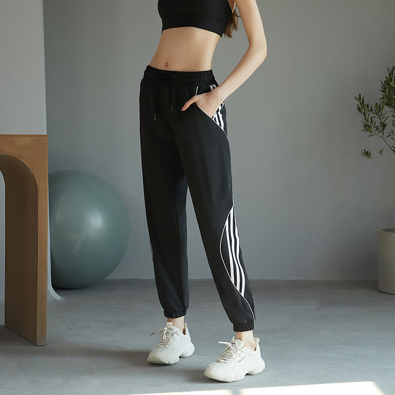 High waist loose large size casual sports pants spring and summer thin section quick-drying running fitness pants bundle feet slimming yoga pants women