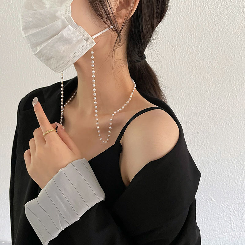 Pearl chain mask hanging chain hanging neck decoration chain earphone anti loss hanging rope artifact net red accessory glasses chain children