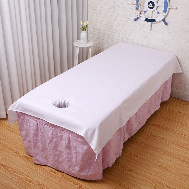 纯白色美容床单按摩推拿白色纯棉床单带洞开洞美容医院用定制专用