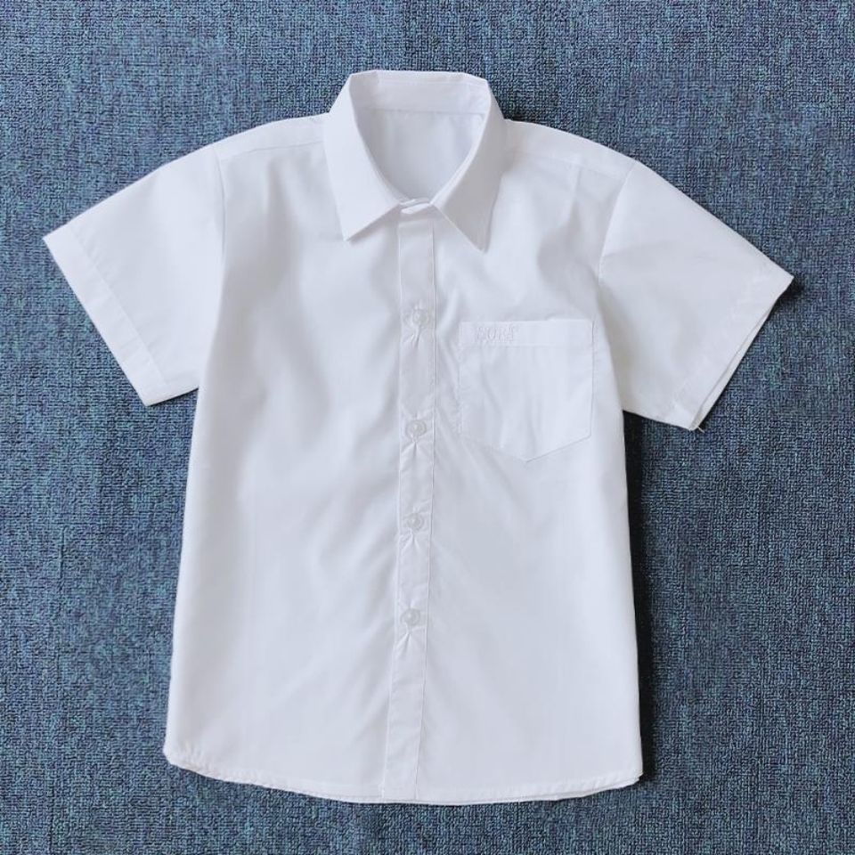 2022春夏款女童花边白衬衫长袖纯棉胸花上衣中小学生校服白衬衣