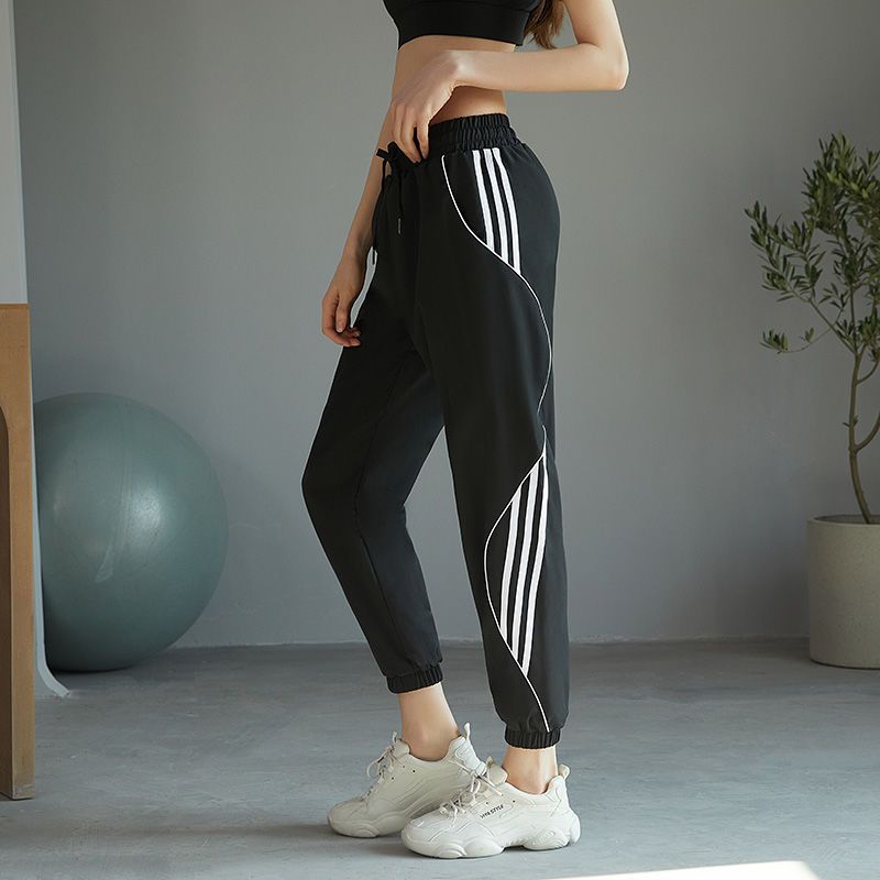 High waist loose large size casual sports pants spring and summer thin section quick-drying running fitness pants bundle feet slimming yoga pants women