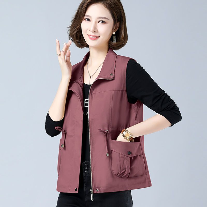 [Lined] Sleeveless vest jacket for women  spring and autumn new style waist slimming fashion outer vest trend