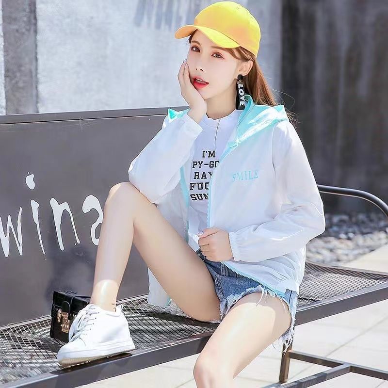 Sun protection clothing for women, short outerwear for students, Korean style loose sun protection clothing, lightweight, breathable, anti-UV summer