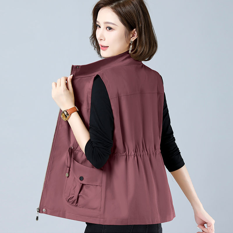 [Lined] Sleeveless vest jacket for women  spring and autumn new style waist slimming fashion outer vest trend