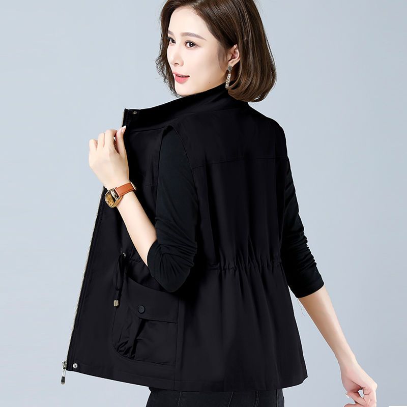 [Lined] Sleeveless vest jacket for women  spring and autumn new style waist slimming fashion outer vest trend