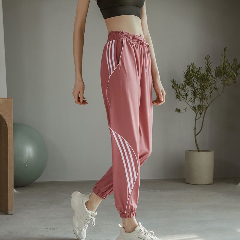 High waist loose large size casual sports pants spring and summer thin section quick-drying running fitness pants bundle feet slimming yoga pants women