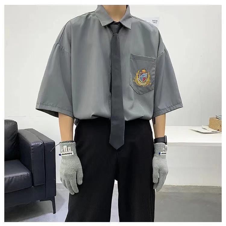 Send tie dk uniform men's short-sleeved white shirt loose men's and women's jk college style high school graduation class uniform set