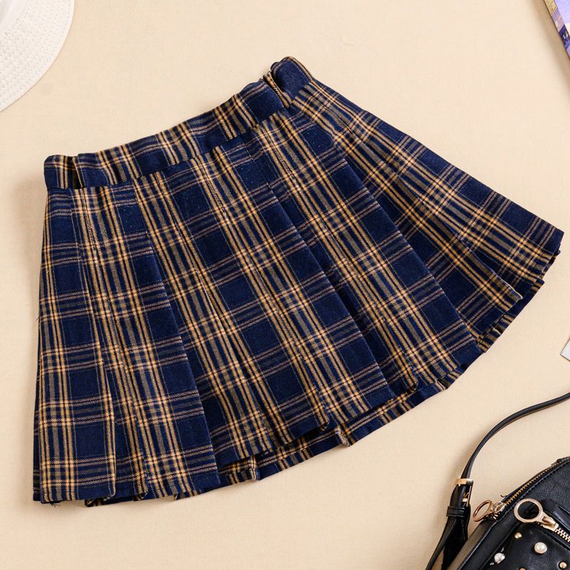 Children's pleated skirt elastic waist girl skirt primary school students spring and summer new foreign style plaid skirt girl skirt