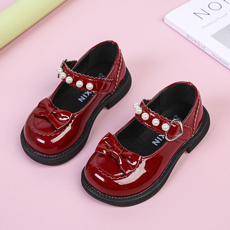 Leather shoes girls princess Korean version 2022 summer explosion style student butterfly soft bottom children British style single shoes princess shoes