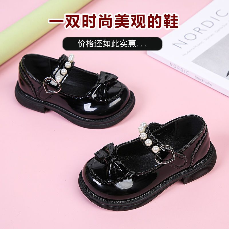 Leather shoes girls princess Korean version 2022 summer explosion style student butterfly soft bottom children British style single shoes princess shoes