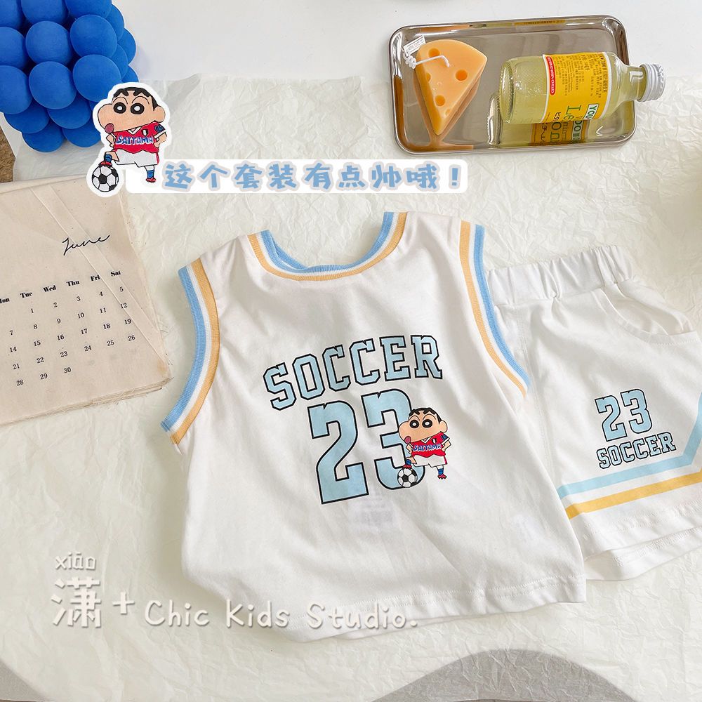 Crayon Shin-chan IP joint model ~ summer thin children's vest shorts suit boy baby sleeveless football uniform