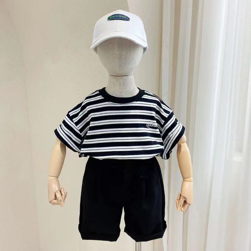 新款男寶寶夏裝夏天衣服兒童可愛超萌兩件套中小童夏季套裝短褲