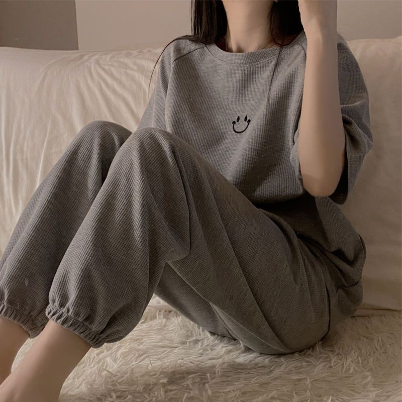 睡衣女夏天棉質短袖長褲薄款ins風高顏值春秋網紅爆款家居服套裝