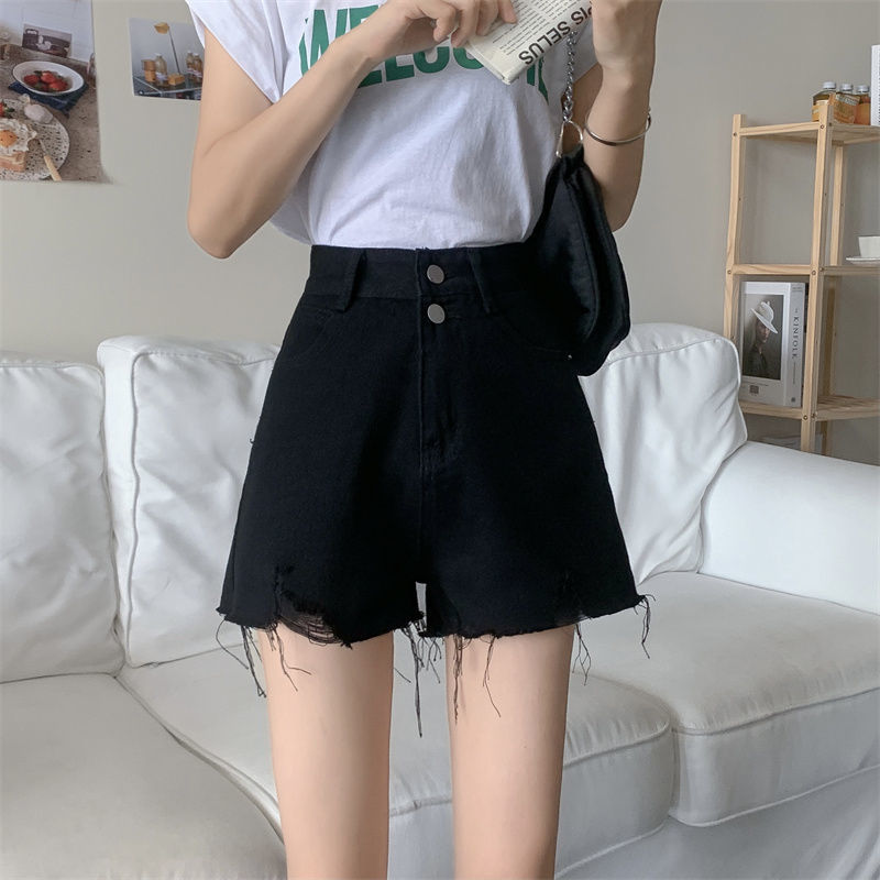 夏季新款高腰牛仔短褲女寬鬆辣妹大碼顯瘦闊腿薄款a字熱褲子